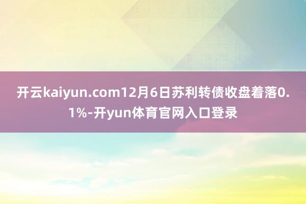 开云kaiyun.com12月6日苏利转债收盘着落0.1%-开yun体育官网入口登录
